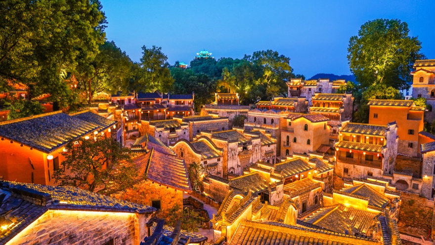 婺源弦高古城夜景